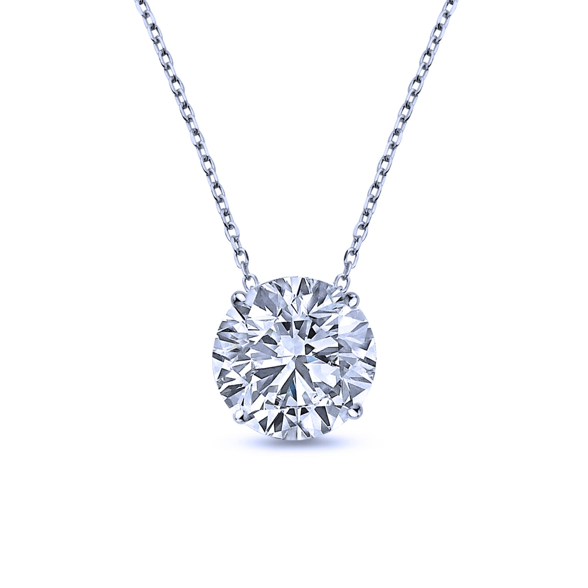 Silver solitaire diamond pendant necklace