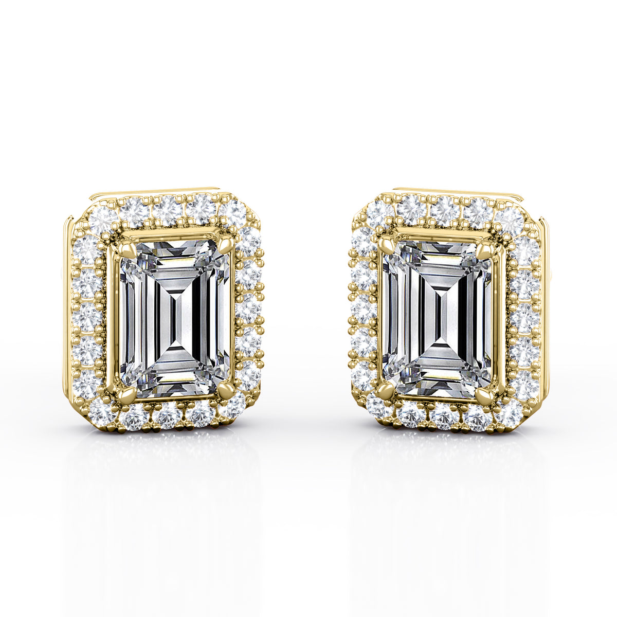 Emerald Cut Diamond Earring Studs  BASHERT JEWELRY - Bashert Jewelry