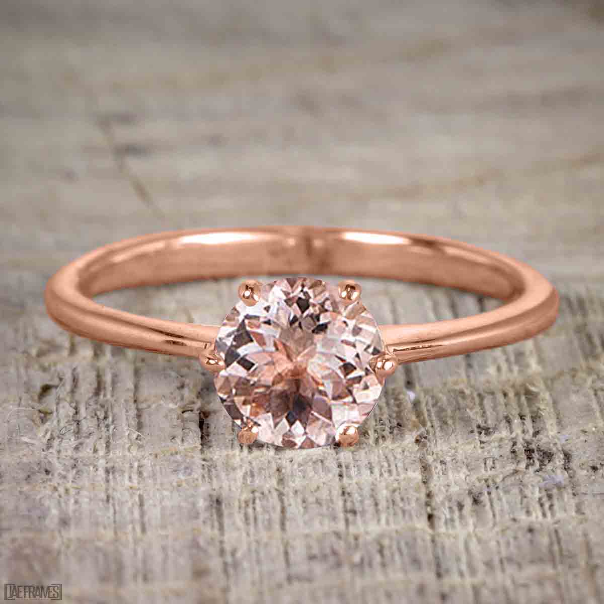 1 Carat Round cut Morganite Solitaire Engagement Ring in 10k Rose Gold