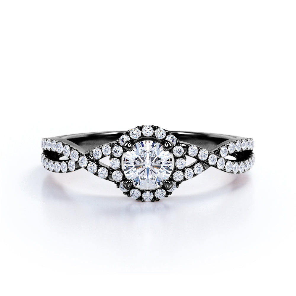 Vintage Halo 1 CT TDW Round Cut Diamond Pave Infinity Engagement Ring shygems